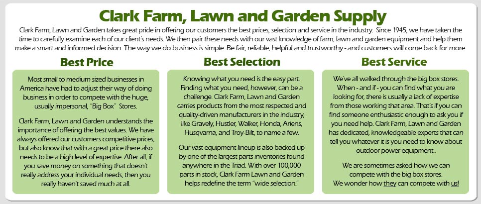 clark farm lawn and garden - best prices best service and best selection